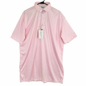 NEW Collars & Co. Men's XLT Pink White Gingham Dress Collar Polo SS Shirt